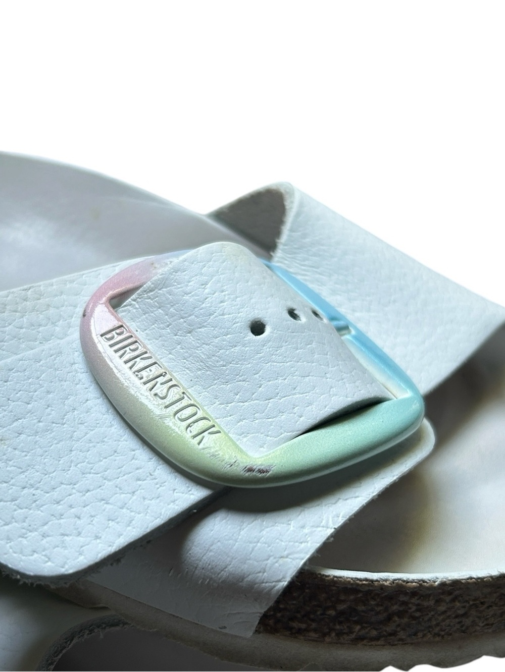 Birkenstock Madrid Rainbow Big Buckle White Leather Size EU 41 - Picture 11 of 15